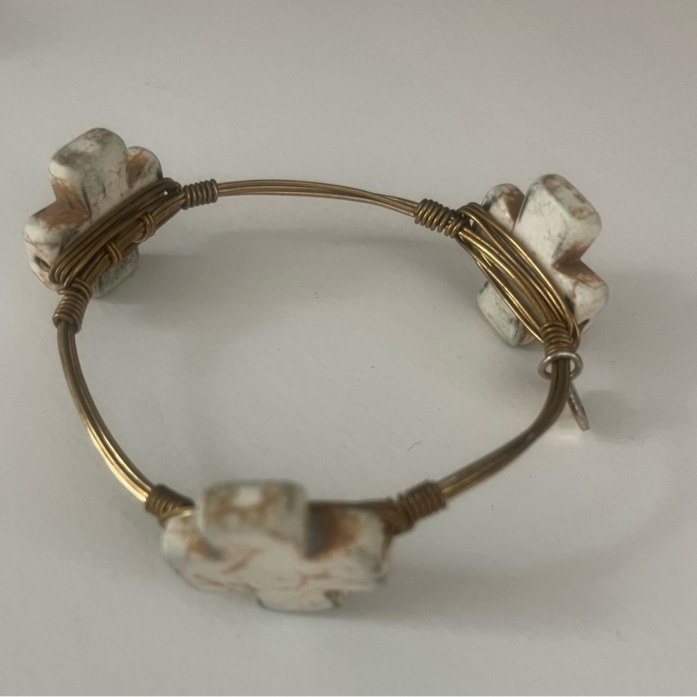 Stone cross bangle by bourbon and bowties